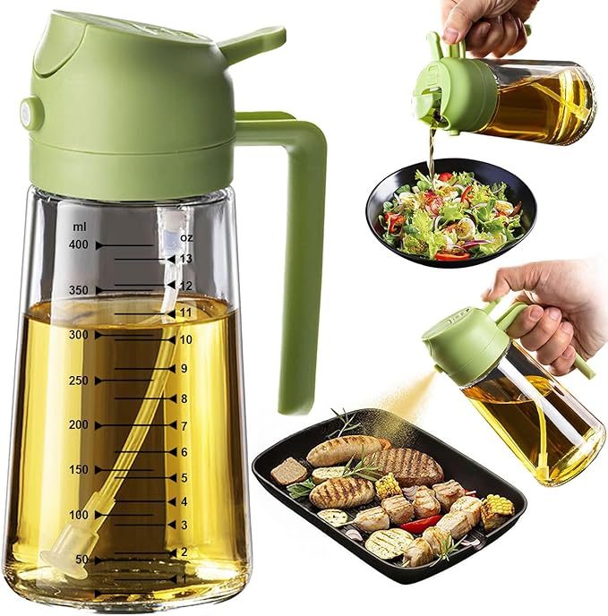 Oil Spray Bottle 2-in-1 Oil Sprayer & Pour Dispenser for Kitchen