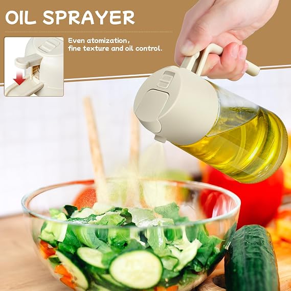 Oil Spray Bottle 2-in-1 Oil Sprayer & Pour Dispenser for Kitchen