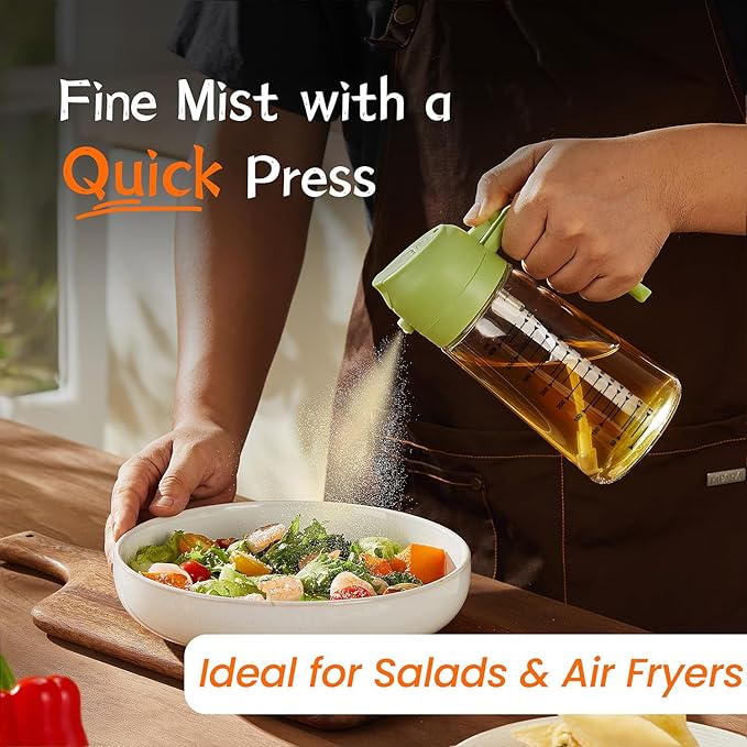 Oil Spray Bottle 2-in-1 Oil Sprayer & Pour Dispenser for Kitchen