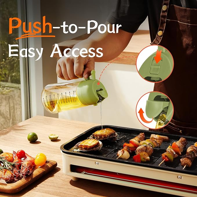 Oil Spray Bottle 2-in-1 Oil Sprayer & Pour Dispenser for Kitchen