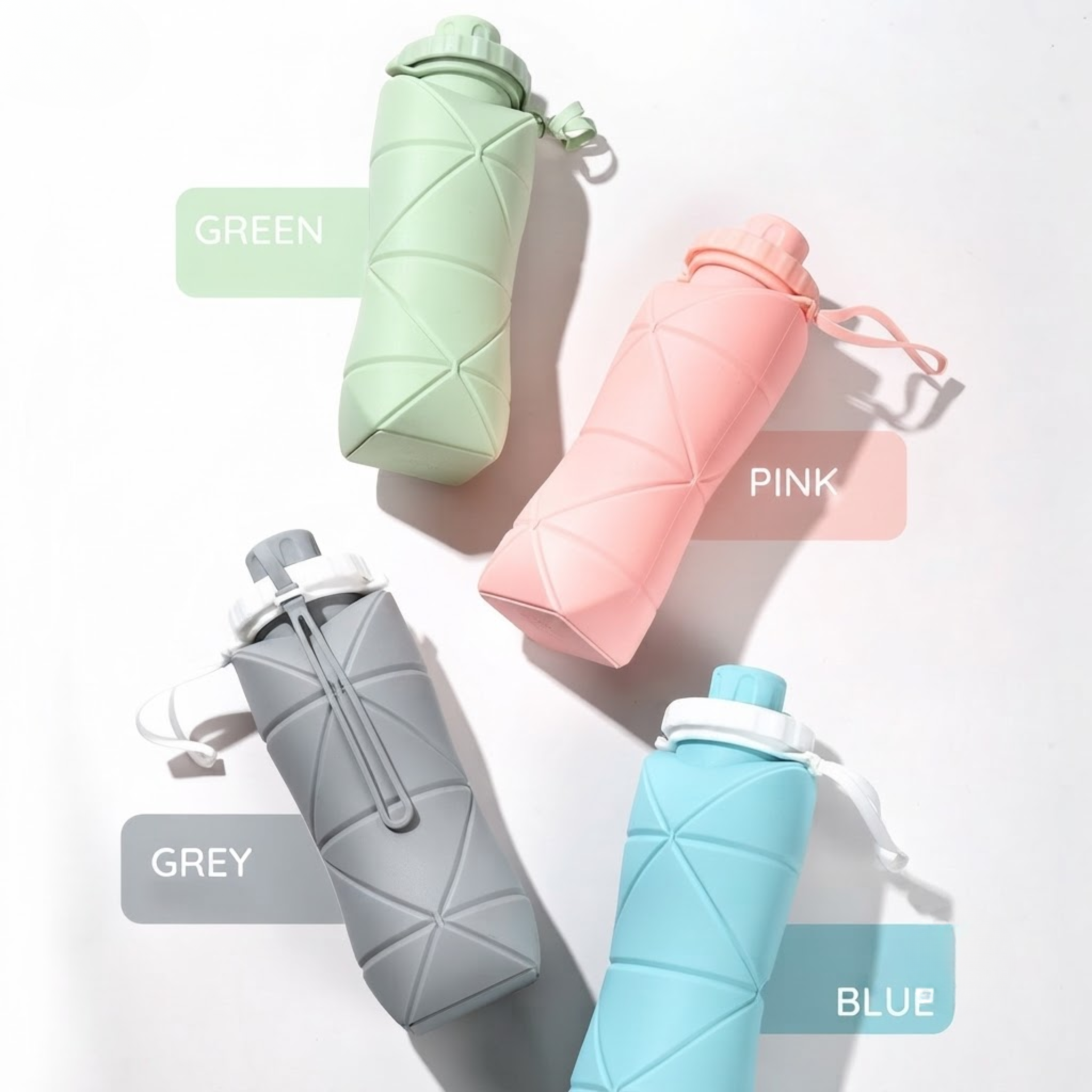 600ml Silicon Collapsible Bottle Foldable Leakproof Lightweight Portable Reusable Travel Sports Water Bottle