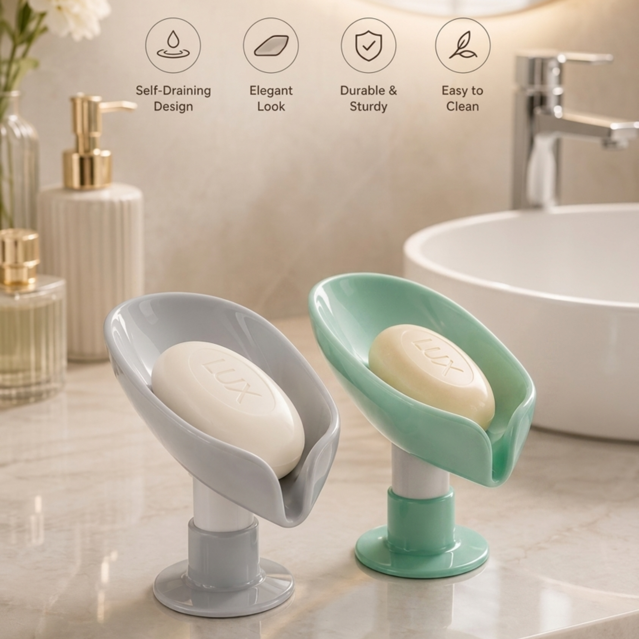 Leaf Shape Soap Holder | Self Draining Soap Holder for Bathroom & Kitchen