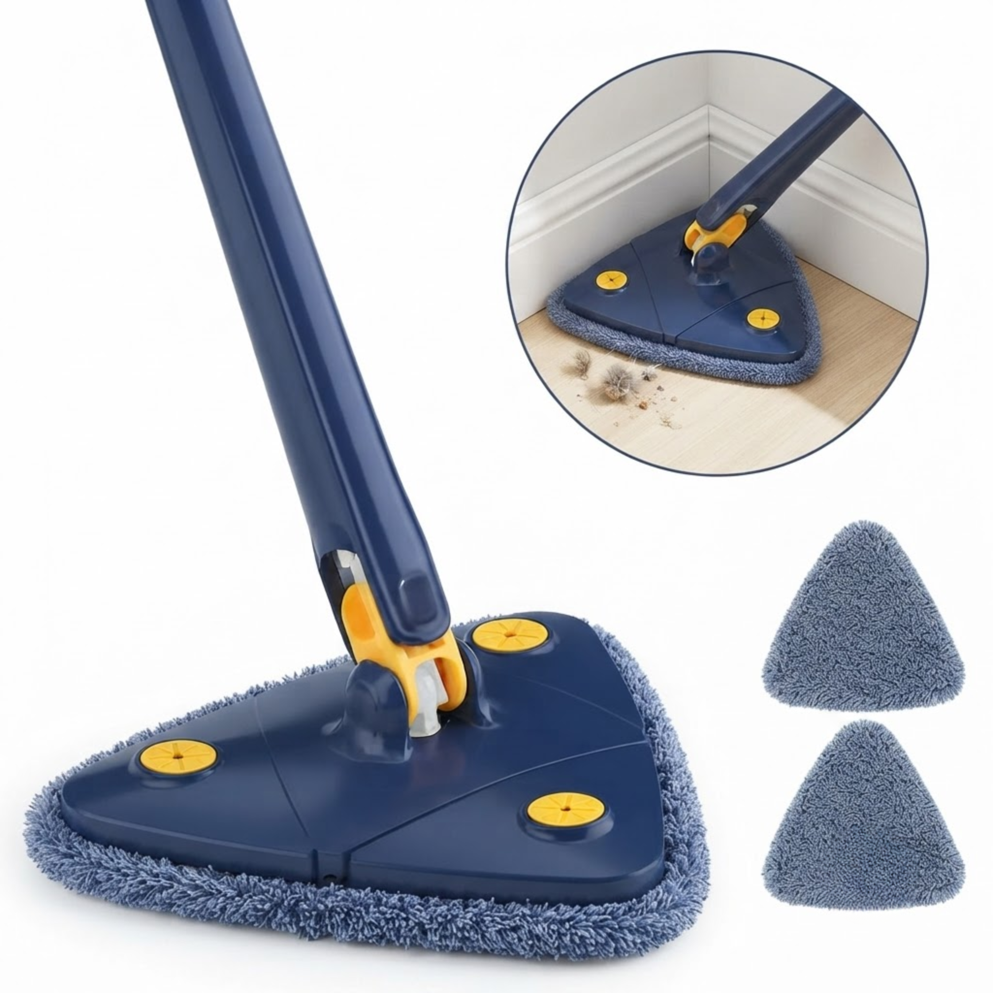 360° Rotatable Triangle Cleaning Mop Extendable Microfiber Wet Dry Floor Mop