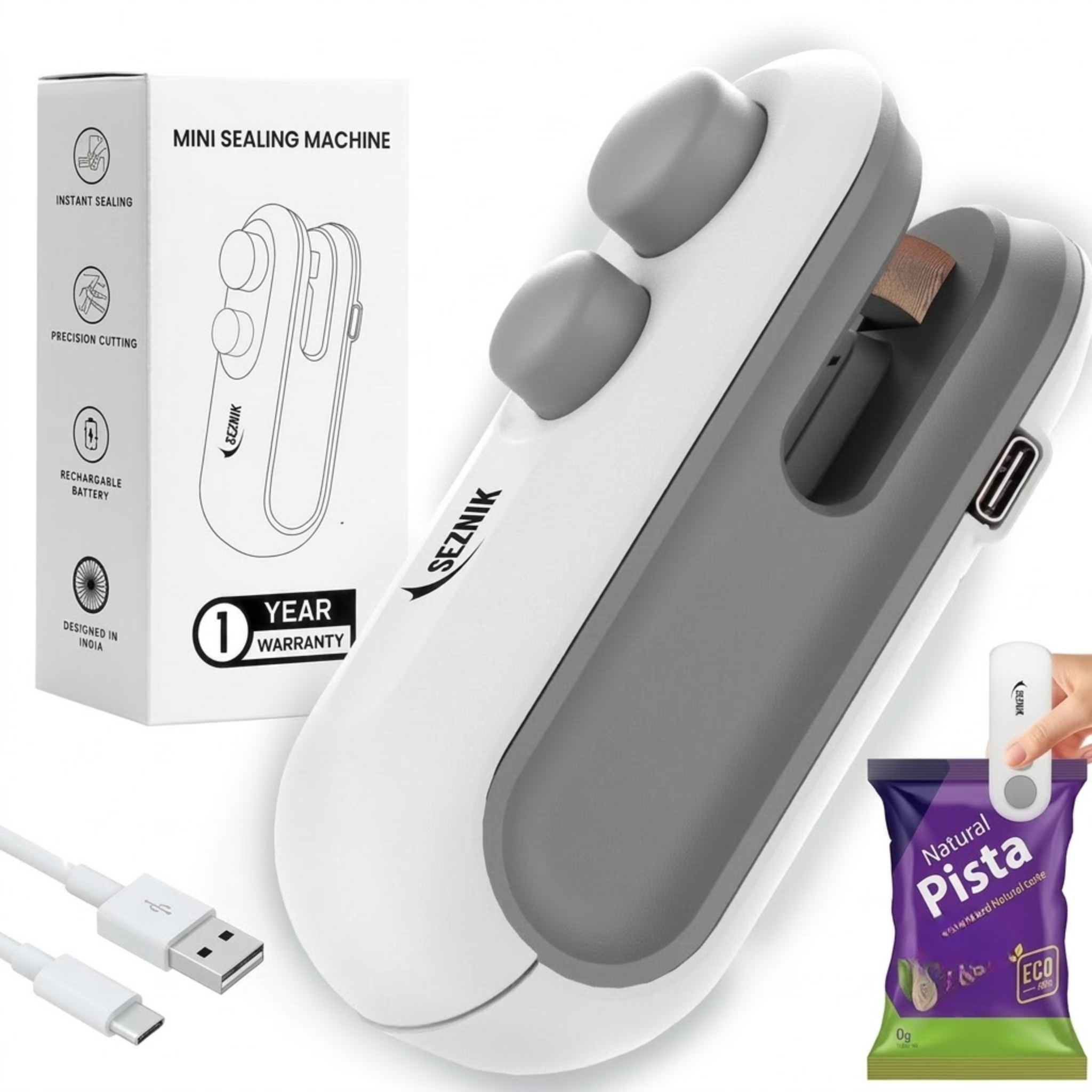 Mini Sealing Machine USB Rechargeable Portable Plastic Bag Heat Sealer Handheld Packaging Tool