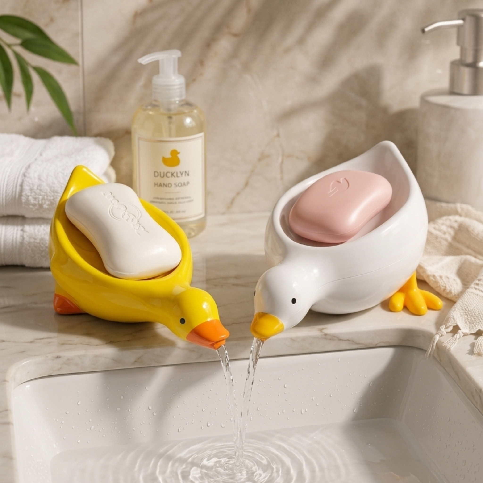 Duck Shape Soap Holder with Drain Tray | Self Draining Soap Dish for Bathroom