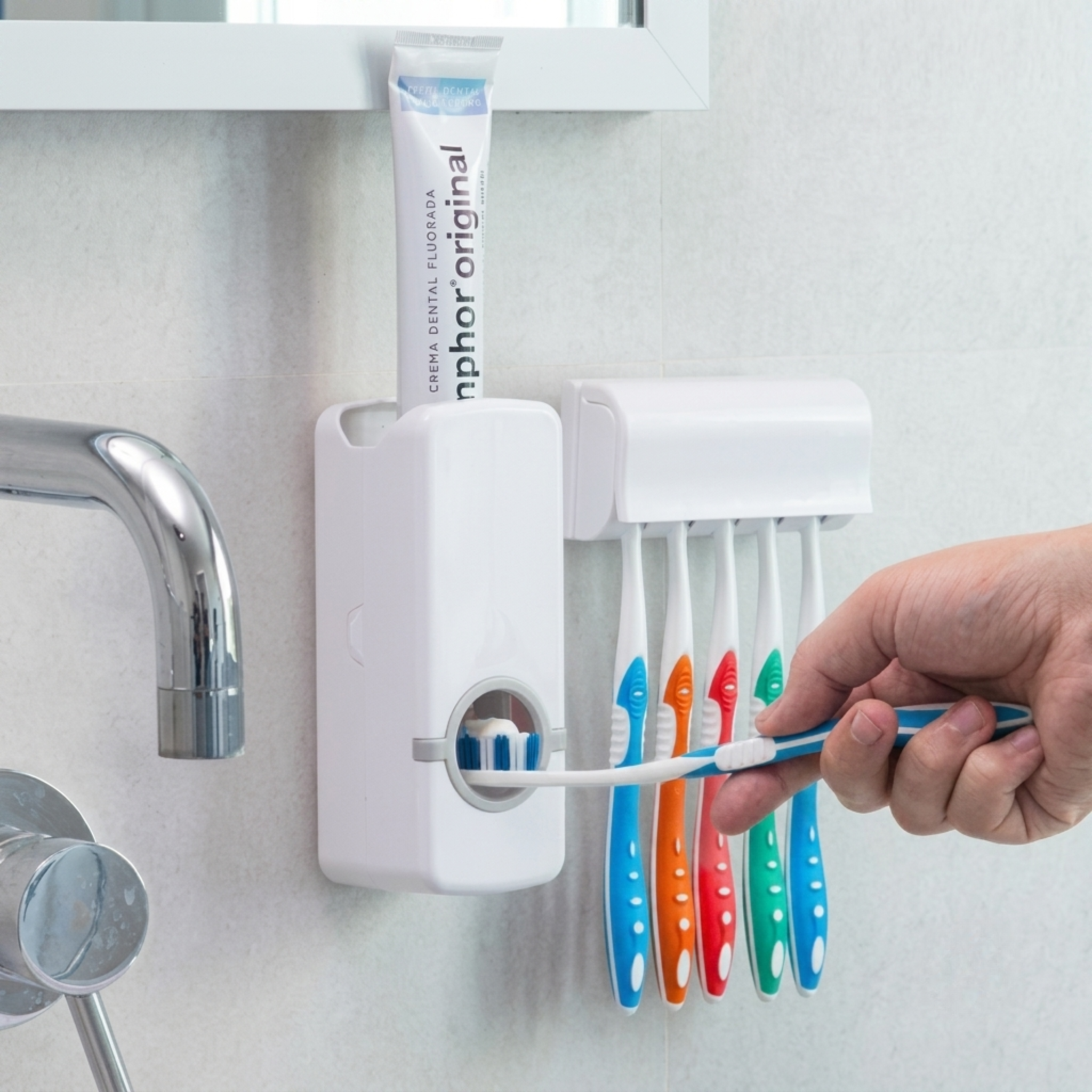 Toothpaste Dispenser With Tooth Brush Holder | Tooth Brush Holder