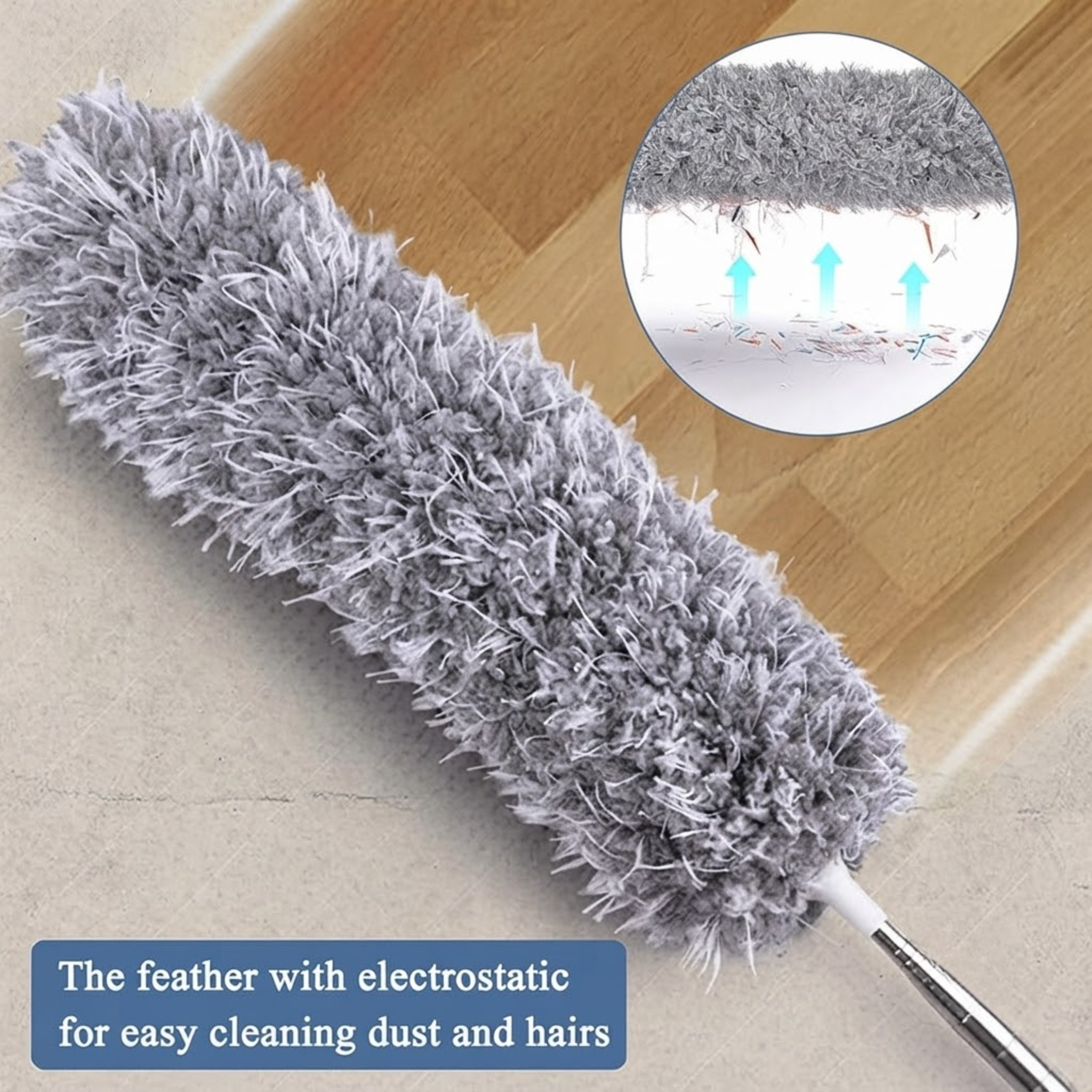 Microfiber Duster with Extension Pole Stainless Steel Bendable Ceiling Fan Cleaning Brush