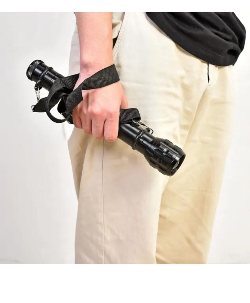 Heavy-Duty Tactical Flashlight with Carrying Strap